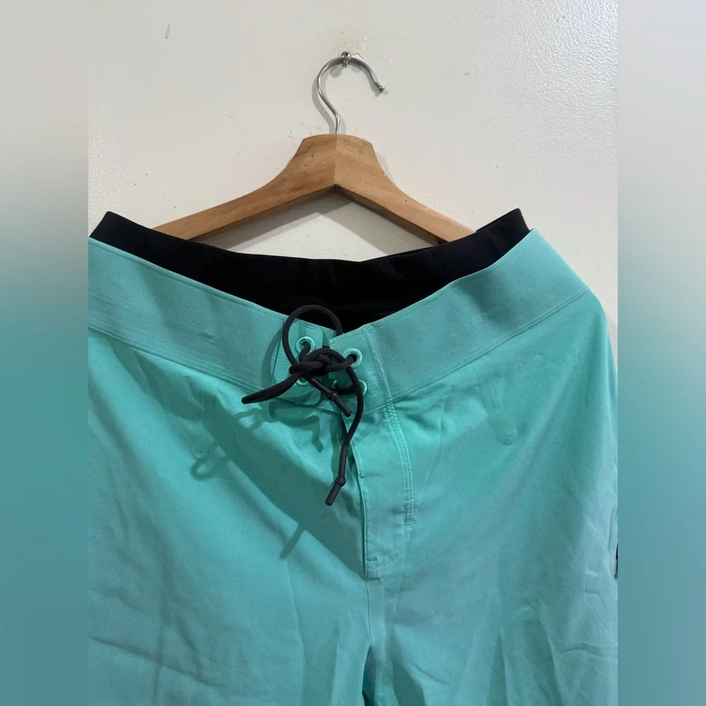 lululemon athletica Men's Aqua Board Shorts with Black Waistband and Drawcord